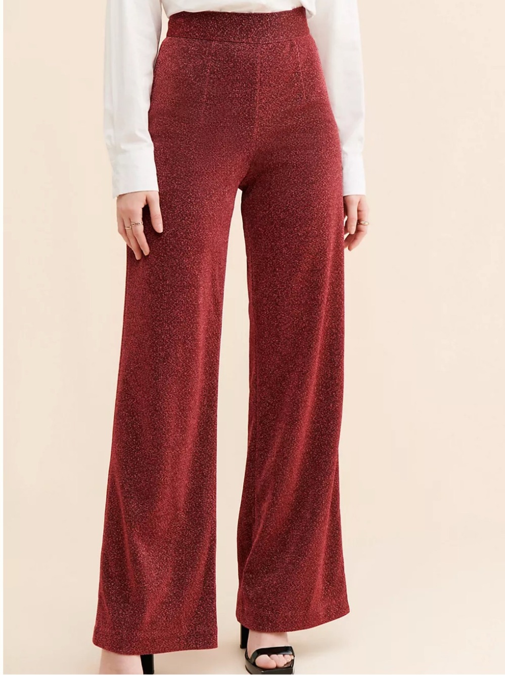 Audette Seventeen Red Metallic High-Rise Pants Size L